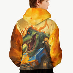 Custom Dinosaur Hoodie - Personalized Sweatshirt with T - Rex and Monster Truck - Gift for Boys and Girls - OLESA