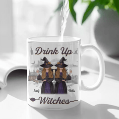 Custom Drink Up Witches Mug - Personalized Bestie Mug - Halloween Gift For Best Friends, BFF, Sisters - OLESA