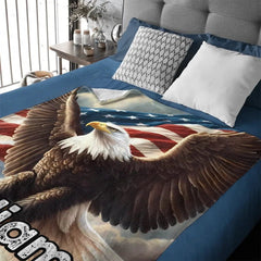Custom Eagle Blanket - Personalized Name American Flag and Eagle in the Sky Blanket - A Gift For Bird Lover,Eagle Lover,Friend - OLESA