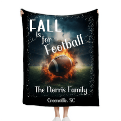 Custom Fall Football Blanket - Personalized Autumn Sports Throw - Teen Boys Gift for Football Fans - OLESA