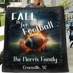 Custom Fall Football Blanket - Personalized Autumn Sports Throw - Teen Boys Gift for Football Fans - OLESA