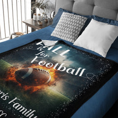 Custom Fall Football Blanket - Personalized Autumn Sports Throw - Teen Boys Gift for Football Fans - OLESA