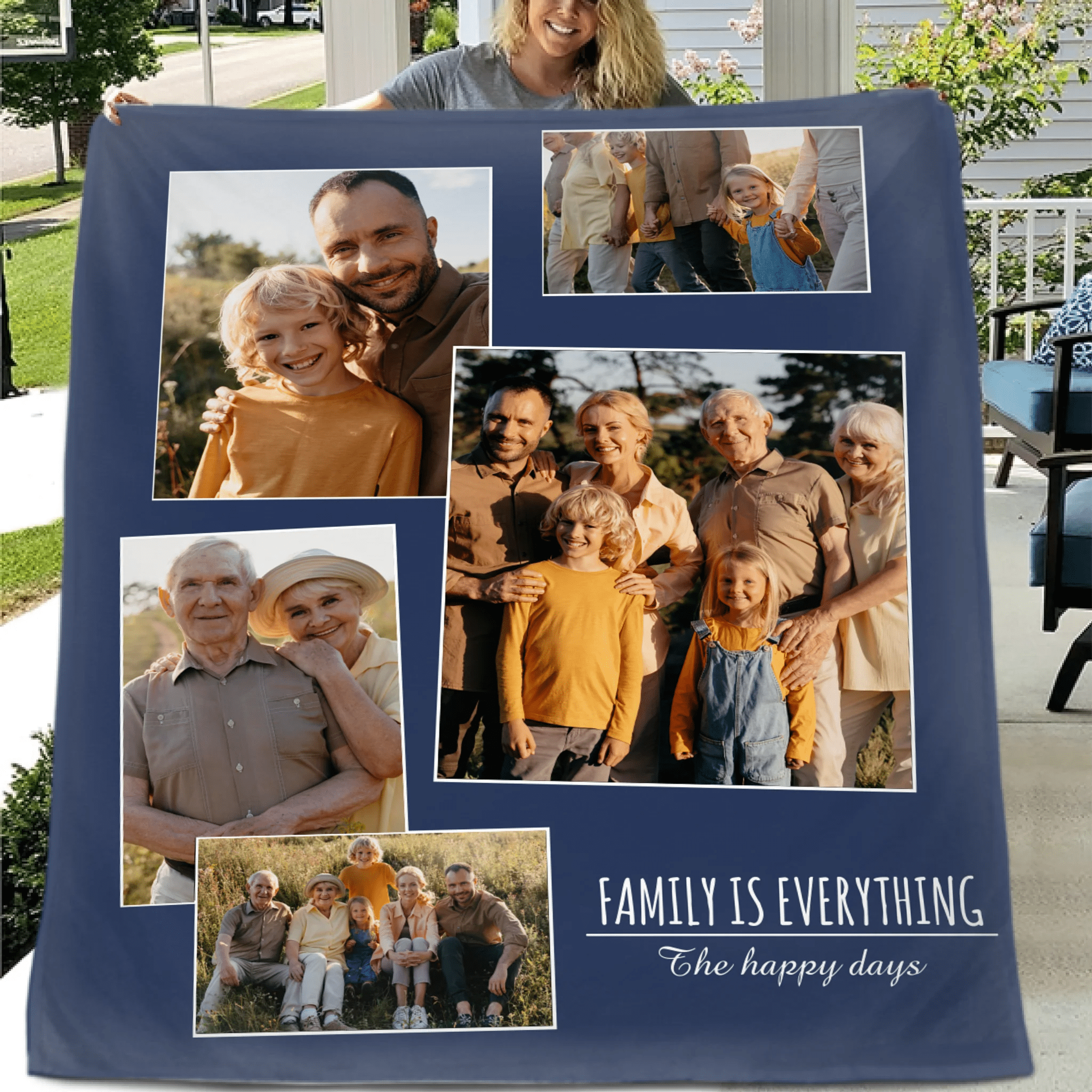 Custom Family Photo Blanket - Personalized Family Picture Throw - Gift for Parents & Grandparents - OLESA