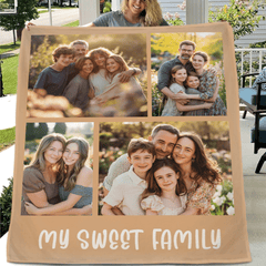 Custom Family Photo Blanket - Personalized Picture And Text - Photos Collage Family Gifts - OLESA