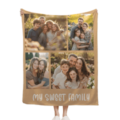 Custom Family Photo Blanket - Personalized Picture And Text - Photos Collage Family Gifts - OLESA