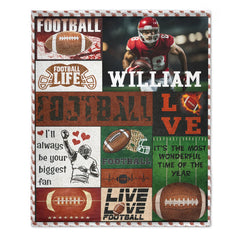 Custom Football Life Blanket - Personalized Sports Throw with Football Design - Gift for Football Fans - OLESA