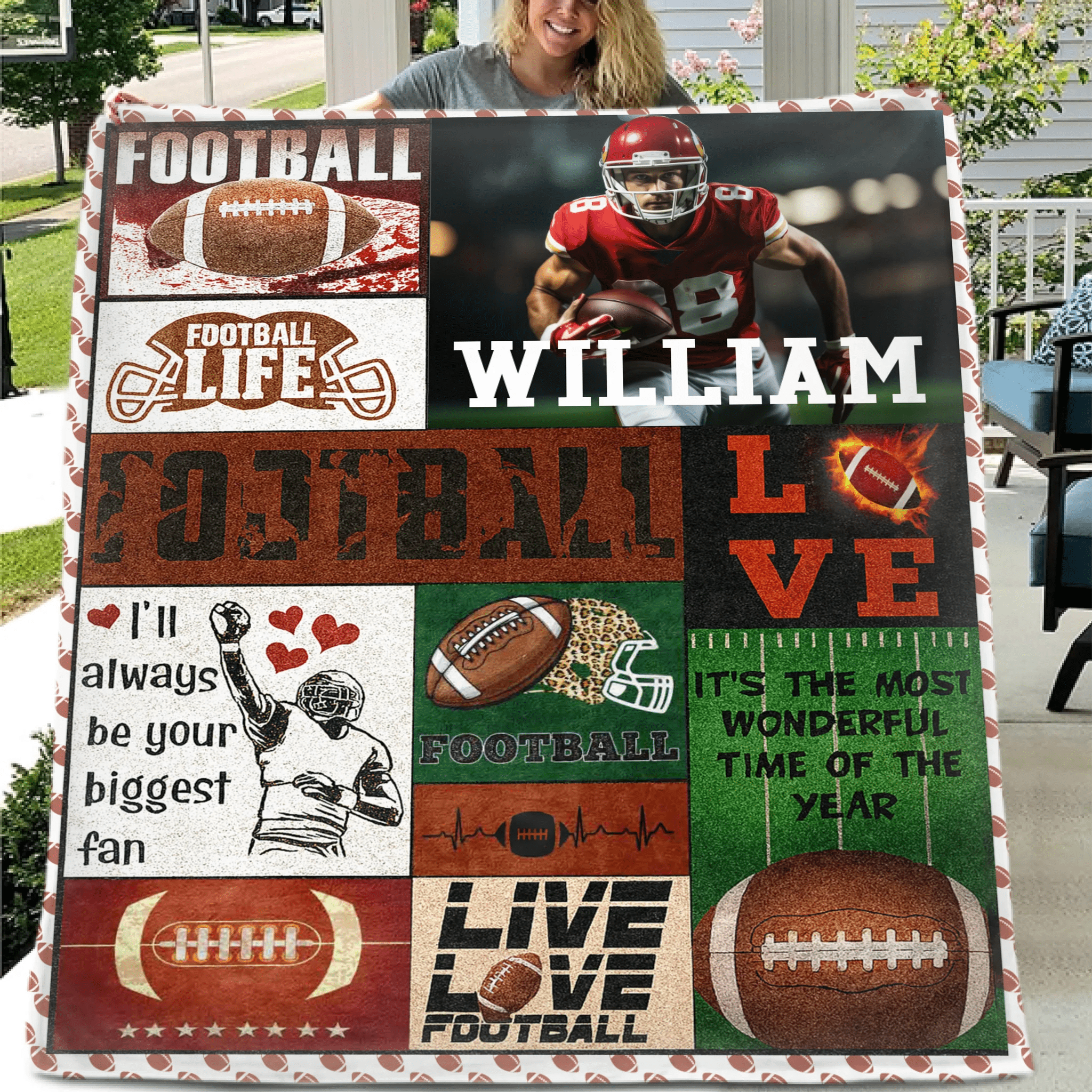 Custom Football Life Blanket - Personalized Sports Throw with Football Design - Gift for Football Fans - OLESA