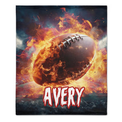 Custom Football Name Blanket – Personalized Flaming Football Wall Art – Gift for Football Fans - OLESA