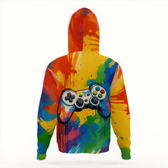 Custom Game Controller Hoodie – Personalized Splatter Art Gaming Sweatshirt – Gift for Kids & Teens - OLESA