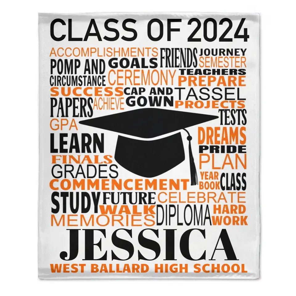 Custom Graduation Gift Class of 2024 Graduation Blanket - OLESA