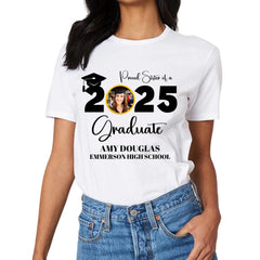 Custom Graduation Photo T-shirt, Proud Mom Of A Graduate - OLESA