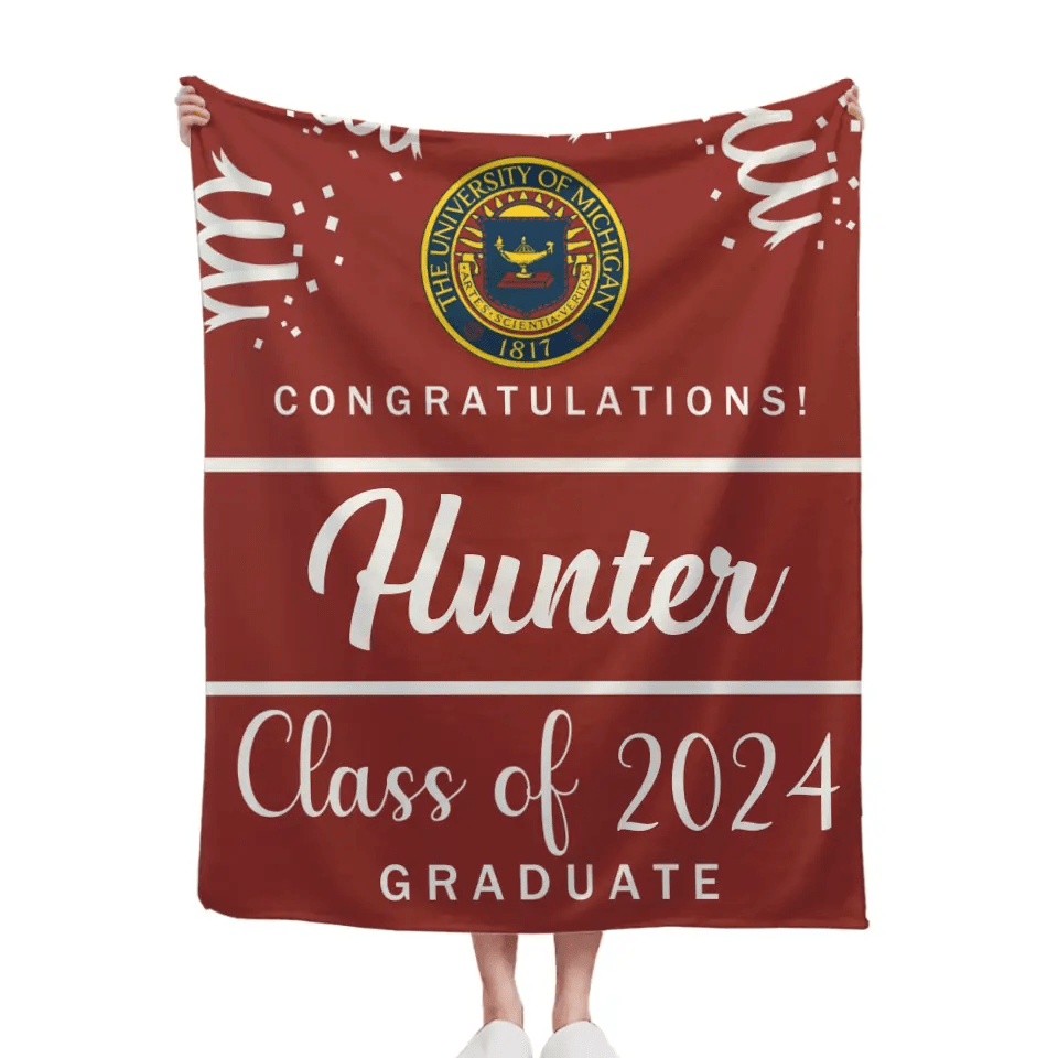 Custom Graduation School Logo Blanket, College Class of 2024 - OLESA