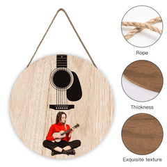 Custom Guitar Themed Wooden Door Signs - Guitar Style Wooden Door Sign Decorations That Can Be Personalized With Photos - A Gift For Friend,Guitarist,Guitar Lovers - OLESA