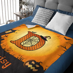 Custom Halloween Blanket – Personalized Spooky Throw Blanket with Initial & Name – Gift for Kids, Girls & Boys - OLESA