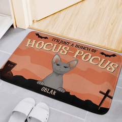 Custom Halloween For Cats Doormat - Personalized Just A Bunch Of Hocus Pocus Decorative Mat - Gift For Pet Lovers - OLESA