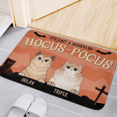 Custom Halloween For Cats Doormat - Personalized Just A Bunch Of Hocus Pocus Decorative Mat - Gift For Pet Lovers - OLESA