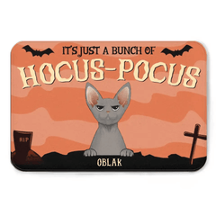 Custom Halloween For Cats Doormat - Personalized Just A Bunch Of Hocus Pocus Decorative Mat - Gift For Pet Lovers - OLESA