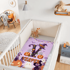 Custom Halloween Letter Blanket - Personalized Pumpkin Initial Throw - Gift for Kids & Families - OLESA