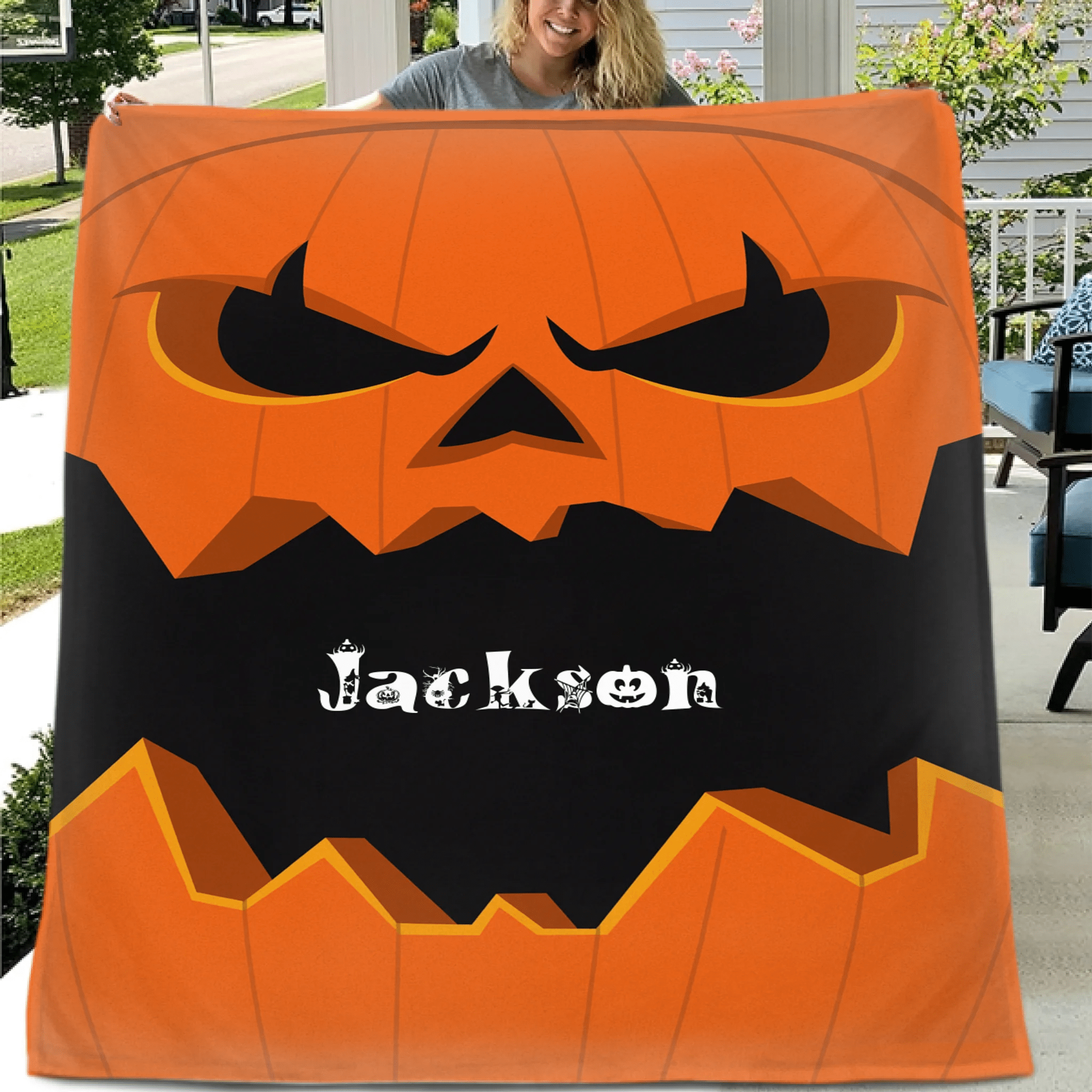 Custom Halloween Monster Blanket – Personalized Spooky Character Throw – Gift for Kids and Adults - OLESA