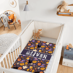 Custom Halloween Name Blanket – Personalized Pumpkin & Ghost Letter – Gift for Kids - OLESA