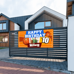 Custom Happy Birthday Banner - Personalized Basketball Banner - Gift For Children,Boy Girl Sports - OLESA