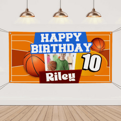 Custom Happy Birthday Banner - Personalized Basketball Banner - Gift For Children,Boy Girl Sports - OLESA