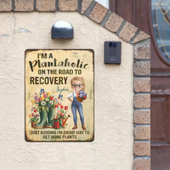 Custom Home Decor Metal Sign - Personalized Garden Gifts For Gardeners, Dog Lovers, Dog Mom - Home Of Plant Lovers - OLESA