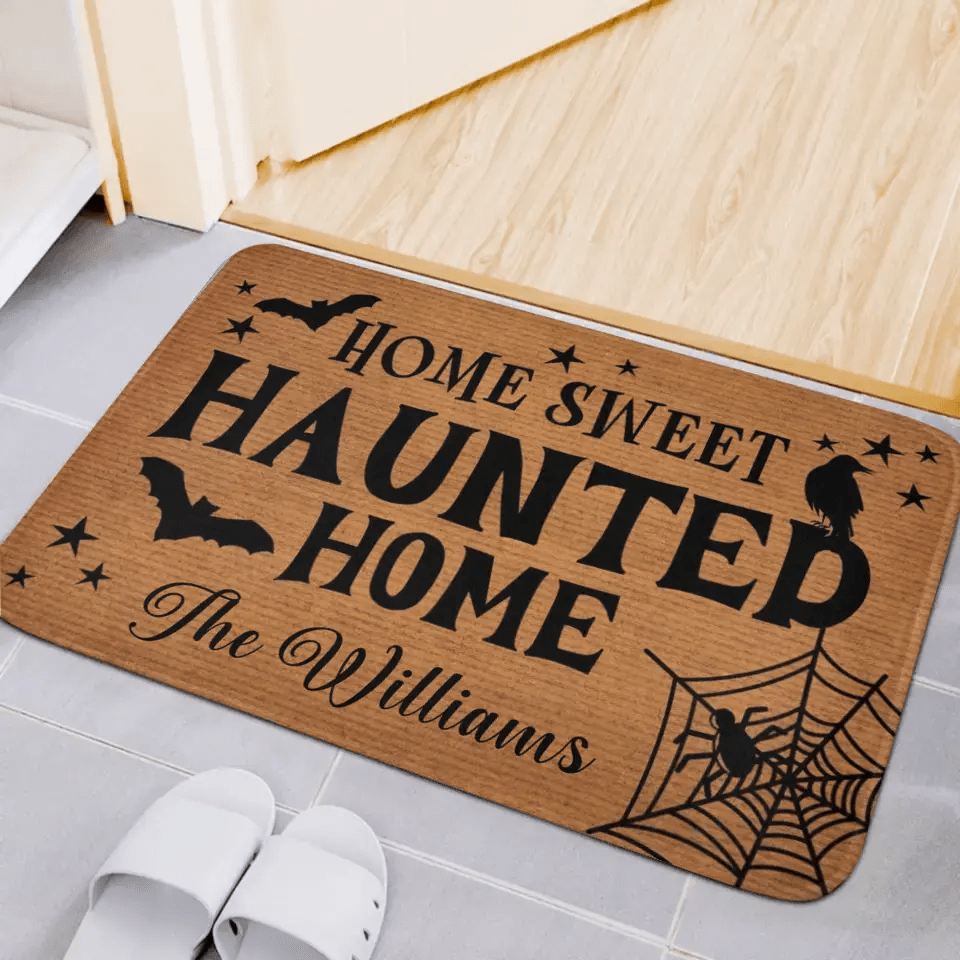 Custom Home Sweet Haunted Home Doormat - Family Personalized Home Decor Decorative Mat - Halloween Gift For Family Members - OLESA