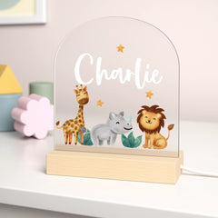 Custom Jungle Animal Night Light - Personalized Safari Kids Star Lamp - Gift for Boys Girls Baby - OLESA