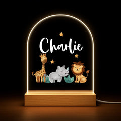 Custom Jungle Animal Night Light - Personalized Safari Kids Star Lamp - Gift for Boys Girls Baby - OLESA