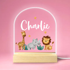Custom Jungle Animal Night Light - Personalized Safari Kids Star Lamp - Gift for Boys Girls Baby - OLESA