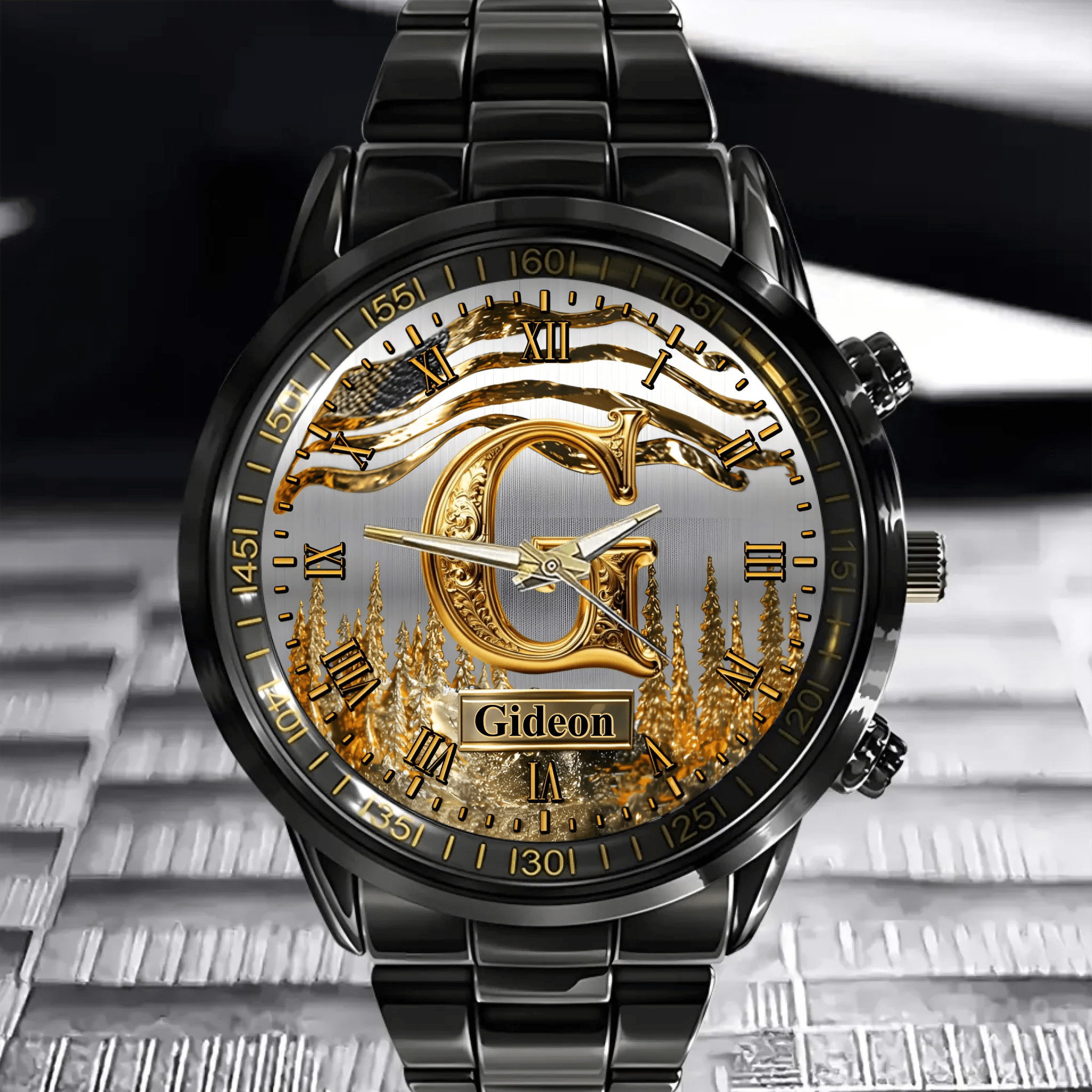Custom Letter Watch - Personalized Initial Engraved Wristwatch with Strap Options for Men & Women - Gift for Him or Her - OLESA