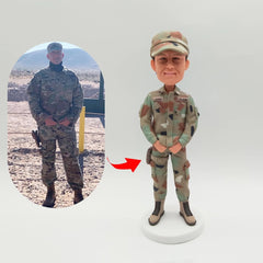 Custom Military Bobblehead With Engraved Text - Army Soldier in Uniform - OLESA