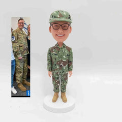 Custom Military Bobblehead With Engraved Text - Army Soldier in Uniform - OLESA