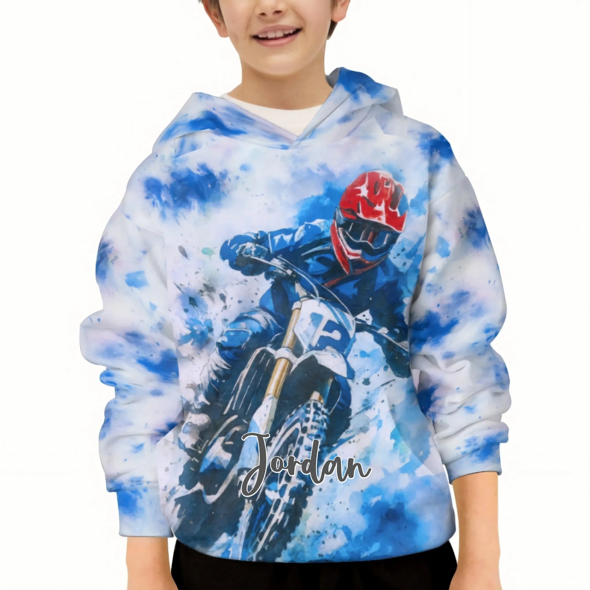 Custom Motocross Hoodie – Personalized Dirt Bike Sweatshirt – Gift for Kids & Teens - OLESA