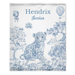 Custom Multicolored Floral Leopard Giraffe Elephant Soft Blanket - Personalized Name - Gift for Kids, Baby, Children - OLESA