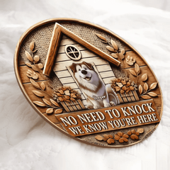 Custom Pet Door Signs - Round Wooden Nameplates for Pet Lovers - OLESA