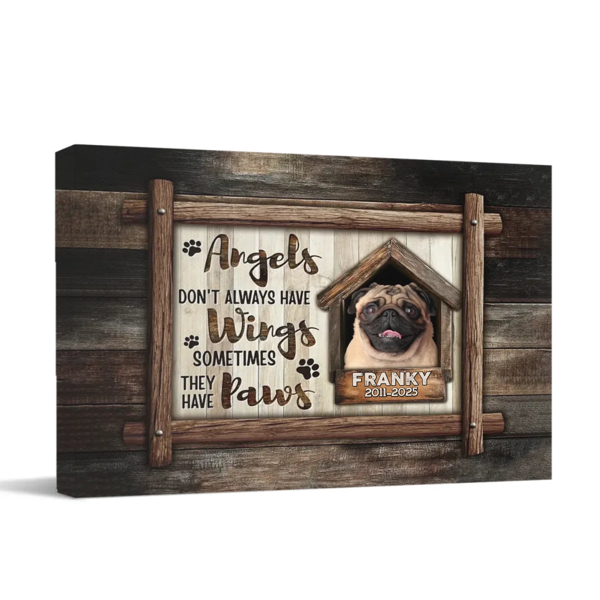 Custom Pet Memorial Wall Art - Personalized Decorative Painting of Pet's Photo,Name and Year - Gifts for Pet Lovers,Pet Owners - OLESA
