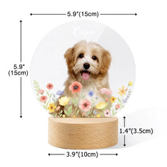 Custom Pet Portrait Night Light - Personalized Photo And Name - Gifts For Pet Owner, Kids - OLESA