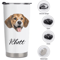Custom Pet Themed Insulated Mugs - Personalized Pet Name and Photo Mug - Pet Lover Gifts - OLESA