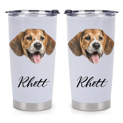 Custom Pet Themed Insulated Mugs - Personalized Pet Name and Photo Mug - Pet Lover Gifts - OLESA
