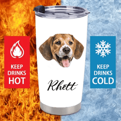 Custom Pet Themed Insulated Mugs - Personalized Pet Name and Photo Mug - Pet Lover Gifts - OLESA