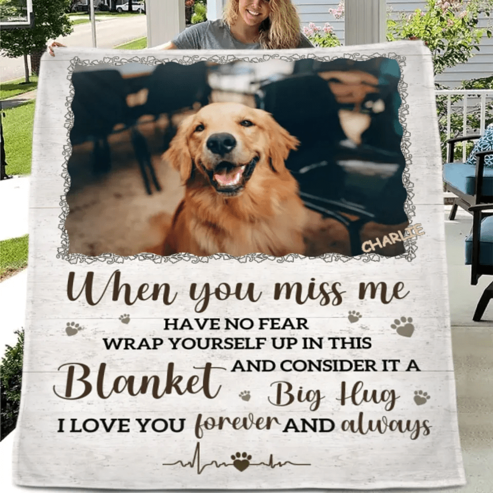 Custom Photo A Big Hug From Me - Memorial Personalized Custom Blanket - Sympathy Gift For Pet Owners, Pet Lovers - OLESA