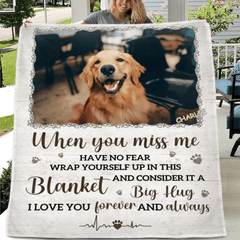 Custom Photo A Big Hug From Me - Memorial Personalized Custom Blanket - Sympathy Gift For Pet Owners, Pet Lovers - OLESA