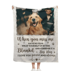 Custom Photo A Big Hug From Me - Memorial Personalized Custom Blanket - Sympathy Gift For Pet Owners, Pet Lovers - OLESA