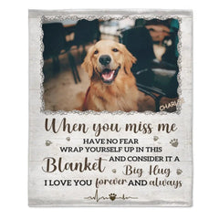 Custom Photo A Big Hug From Me - Memorial Personalized Custom Blanket - Sympathy Gift For Pet Owners, Pet Lovers - OLESA