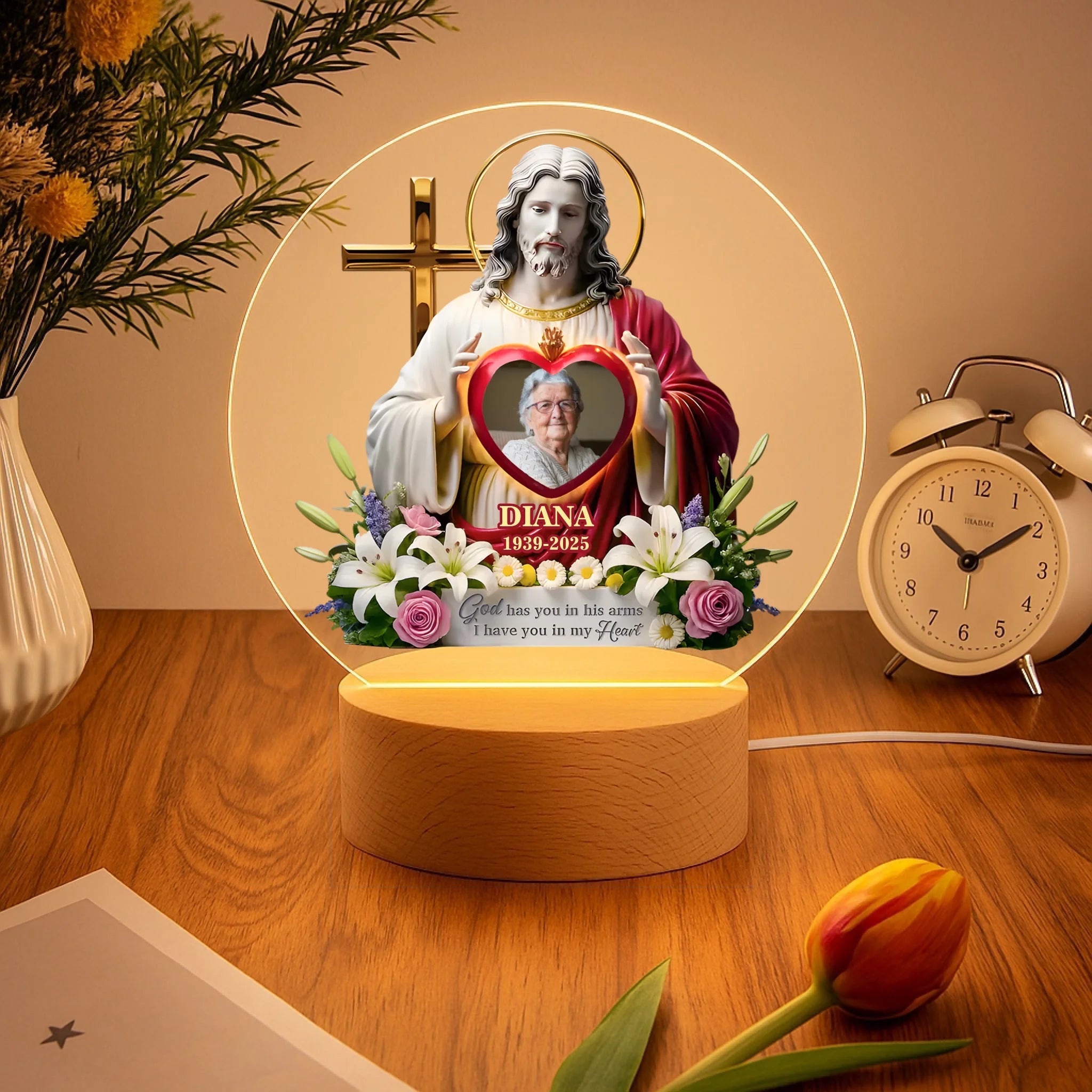 Custom Photo Acrylic Night Light - Personalized Christmas Memorial Sympathy LED Lamp - Until Forever, You’re With Me - OLESA