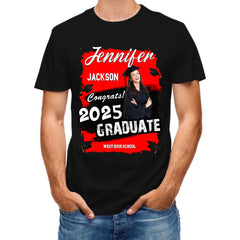 Custom Photo Art Color Congrats 2025 Graduation Personalized T-Shirt - OLESA