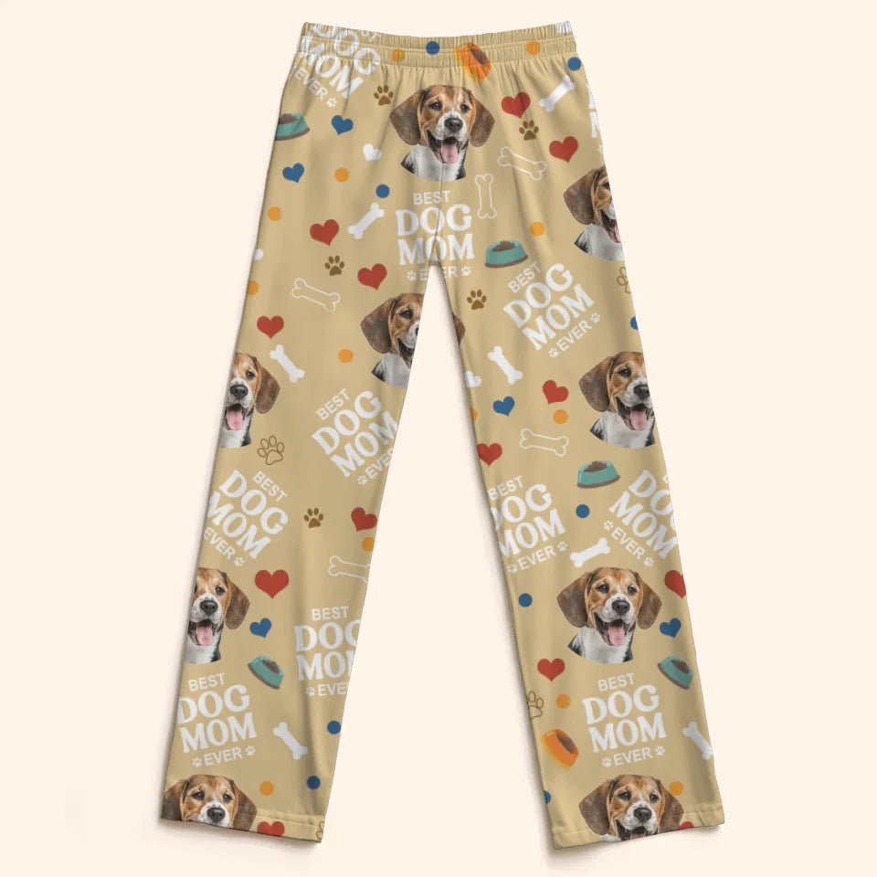 Custom Photo Best Dog Mom Dog Dad - Personalized Pajama Pants - OLESA