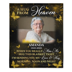 Custom Photo Golden Butterflies A Hug From Heaven - Personalized Customized Blanket - Memorial Gift For Family Members - OLESA